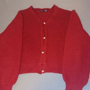 Elegant Red Women's Cardigan